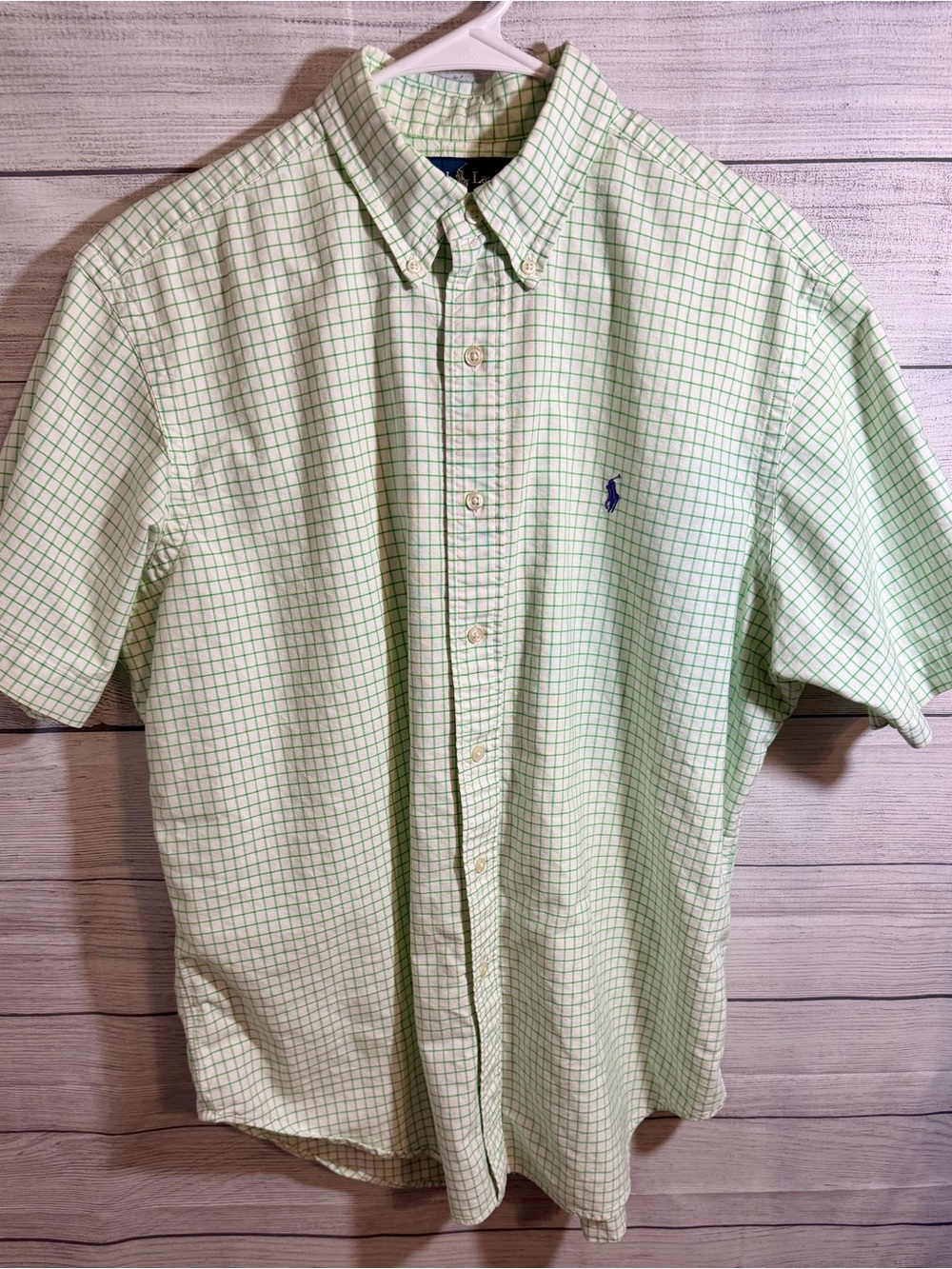 Ralph Lauren Light Green Grid Button-Down Shirt